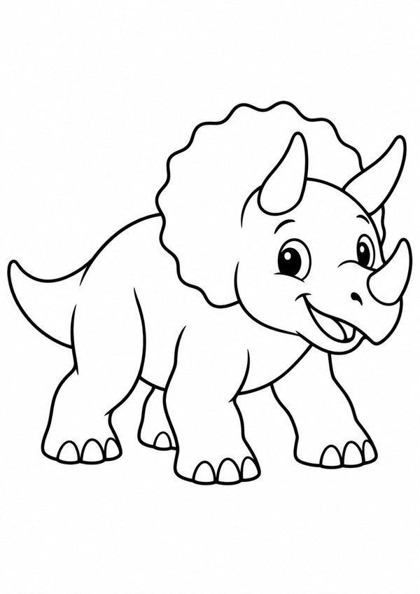 Tricerátopo para colorir: desenho simples com contornos grossos