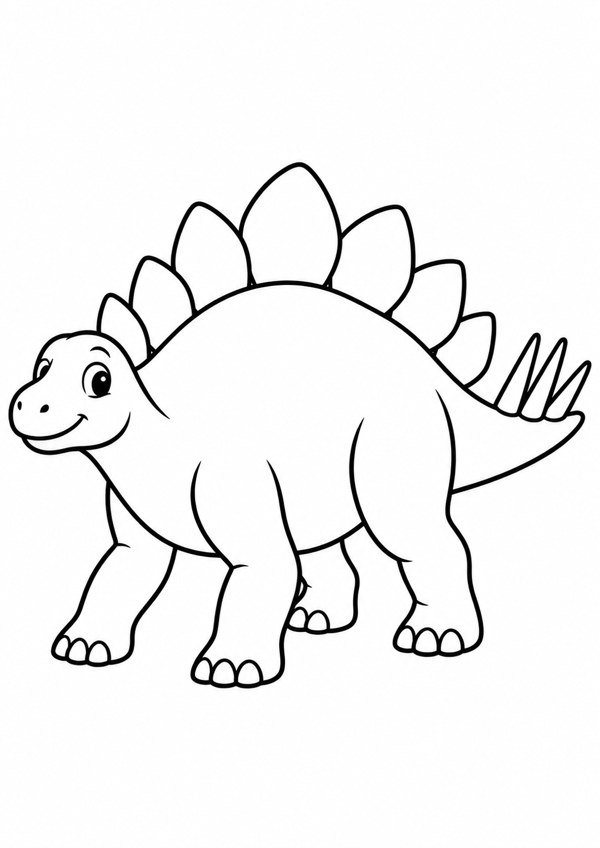 Estegossauro para colorir: desenho simples com contornos grossos