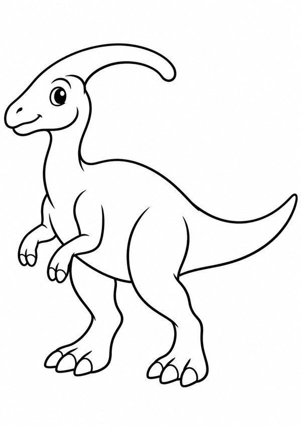 Parassaurolofo para colorir: desenho simples com contornos grossos