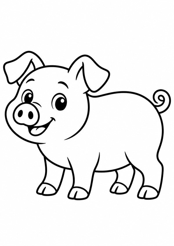 Porquinho para colorir: desenho simples com contornos grossos
