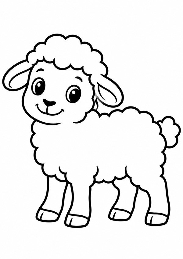 Ovelha para colorir: desenho simples com contornos grossos