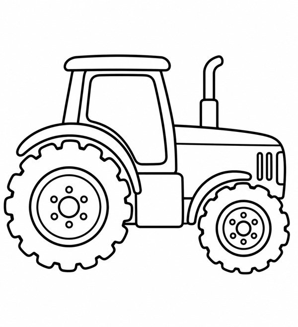 Trator para colorir: desenho simples com contornos grossos