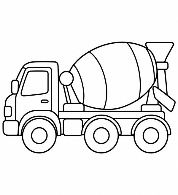 Betoneira para colorir: desenho simples com contornos grossos